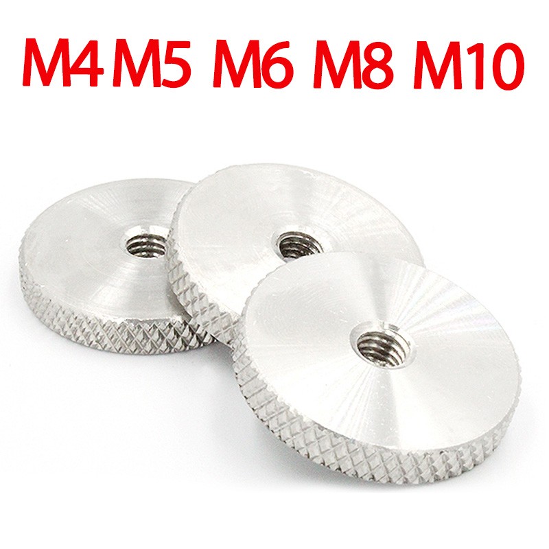 Knurled Thumb Nuts M4 M5 M6 M8 M10 M12 304 Stainless Steel Flat Head Knurled Hand Screw Round Nut Fastening Tools