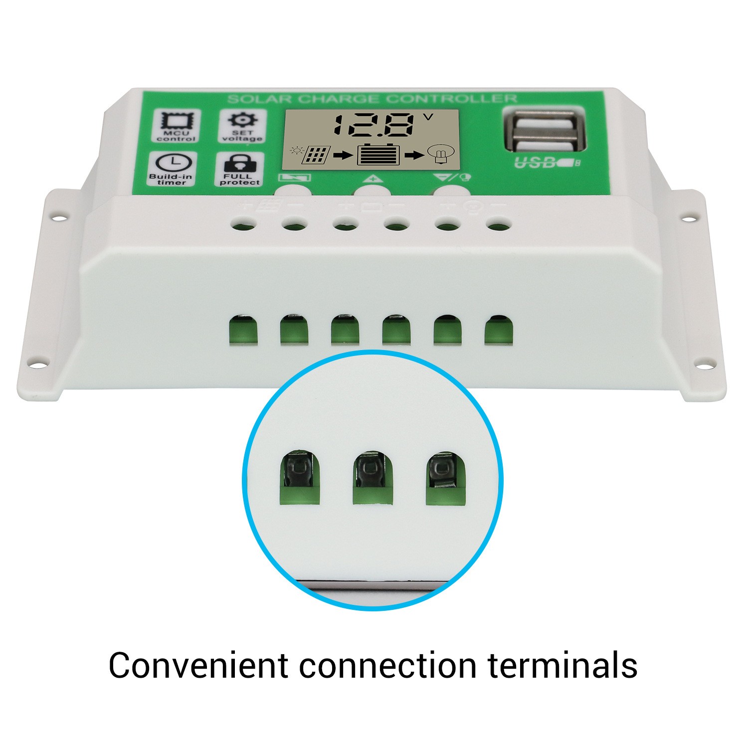 12V/24V10A20A30A Lithium Battery Solar Solar Controller Street Light Control Switch Dual USB Output