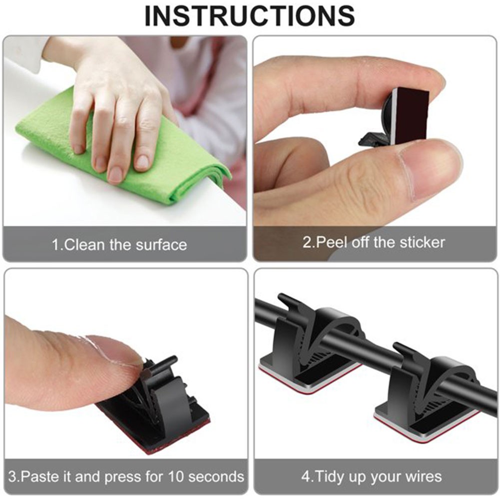 100pcs Self-adhesive Office Cable Clip Space Saving Practical Anti-slip Clamp Fastener Universal Fixing Wire Management Home Car