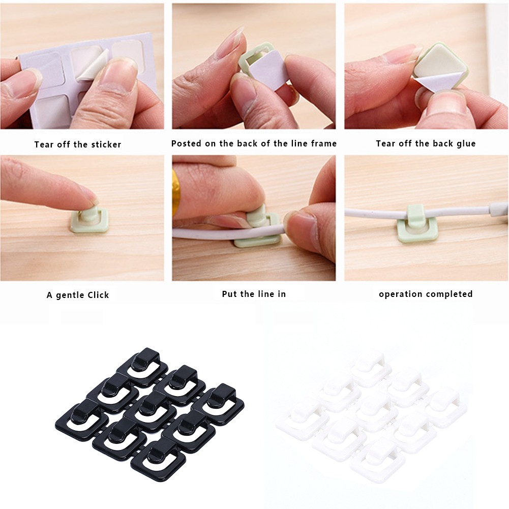 18pcs Electrical Wire Wall Desk Cable Clip Accessories Holder Home Organizer Table Portable Self-adhesion Small Immobilization