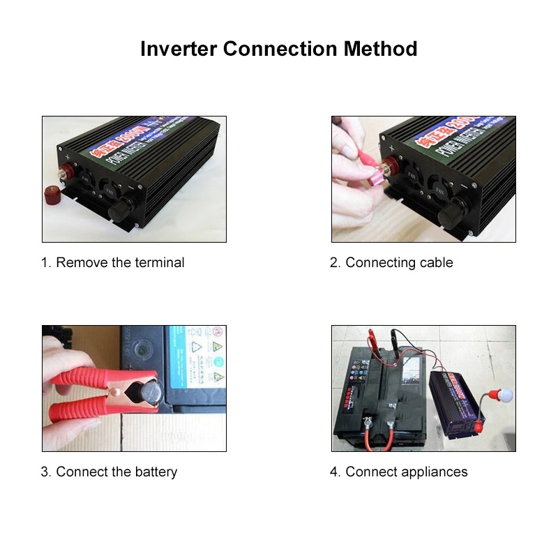 New Pure Sine Wave Inverter 2000W 3000W 4000W Solar Car Inverters with LED Display DC 12V 24V to AC 220V Voltage Converter