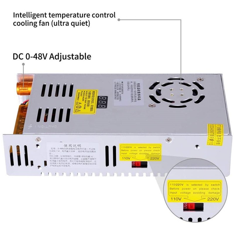 480W Digital Display Switching Power Supply 5V 12V 24V 36V 48V 60V 80V 120V 160V 220V 300V Adjustable AC/DC Switching LED SMPS