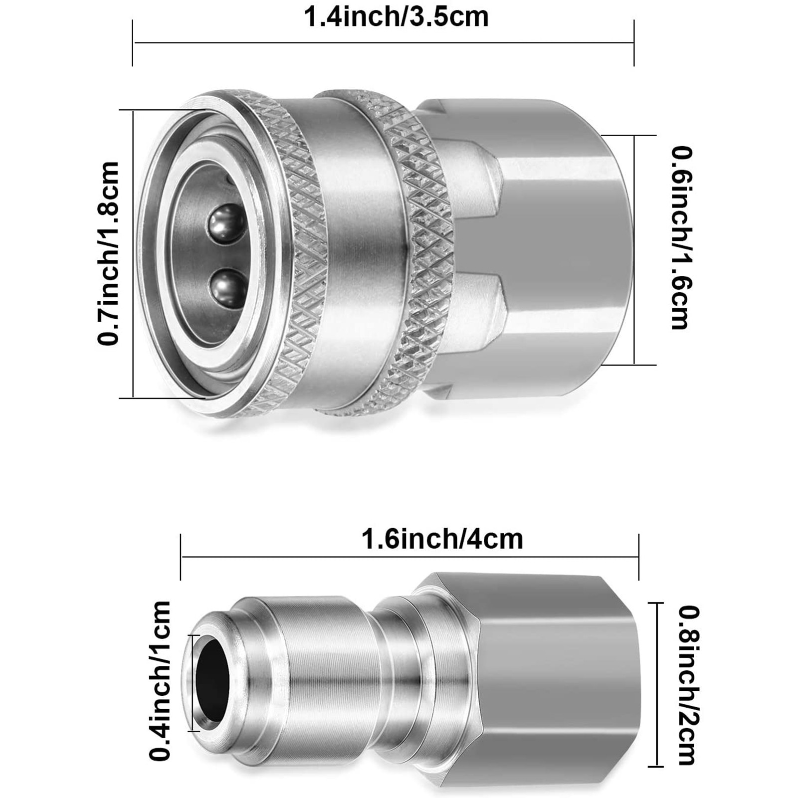 2 Set NPT 3/8 Inch Pressure Washer Adapter Stainless Steel Male And Female Quick Connect Kit Washer Adapter