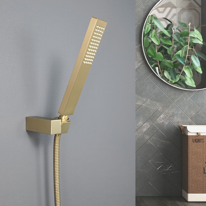 Brushed Gold Handheld Shower Head Bathroom Gold Finish Brass Or Stainless Steel Shower Bath Spray Handheld Shower Heads