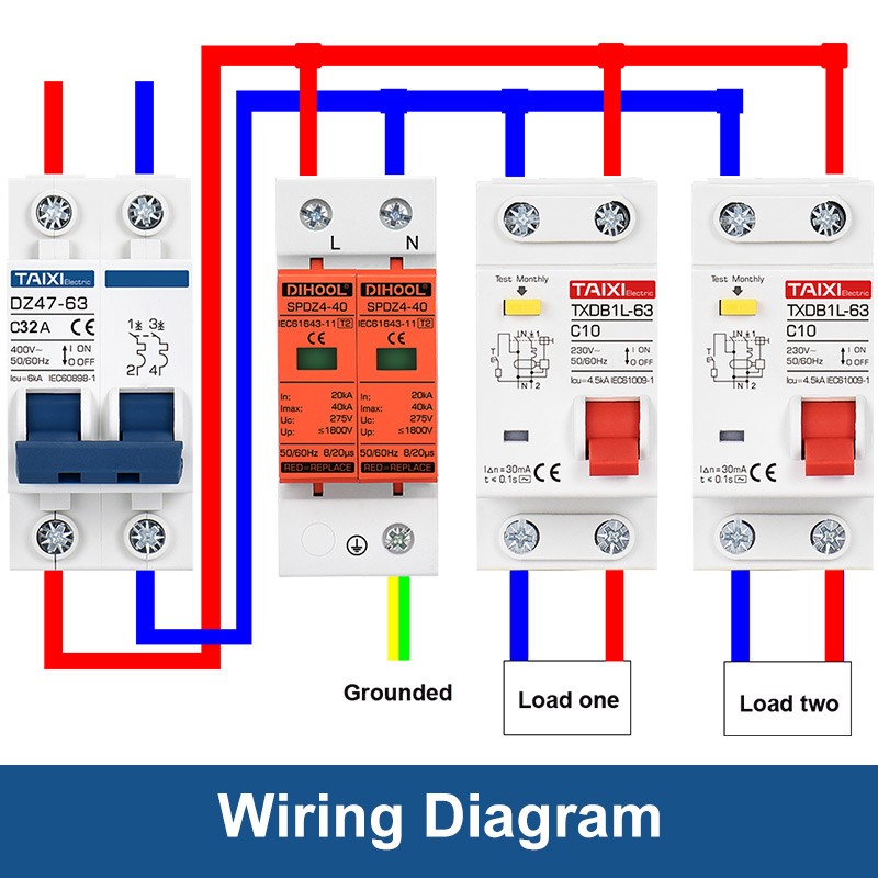 Household Surge Protection Device MCB AC 275V SPD 2P 20KA~40KA Surge Protection Device Lightning Protection Earth Protection