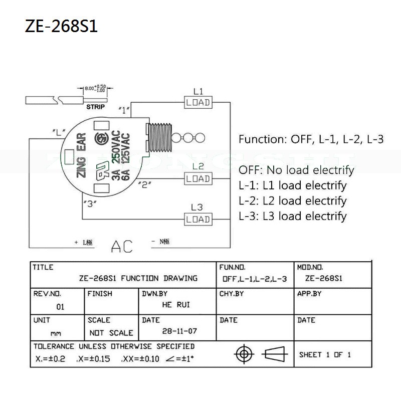 Red Ceiling Fan Switch 3 Speed ​​4 Wire ZE-268S6 Fan Pull Chain Switch Replacement Speed ​​Control Switch