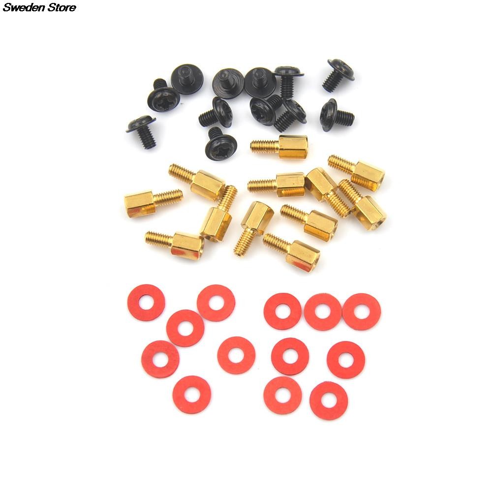 High Quality 10pcs 6.5mm 6-32-M3 Golden Computer Motherboard Riser Silver Screws Washers Red