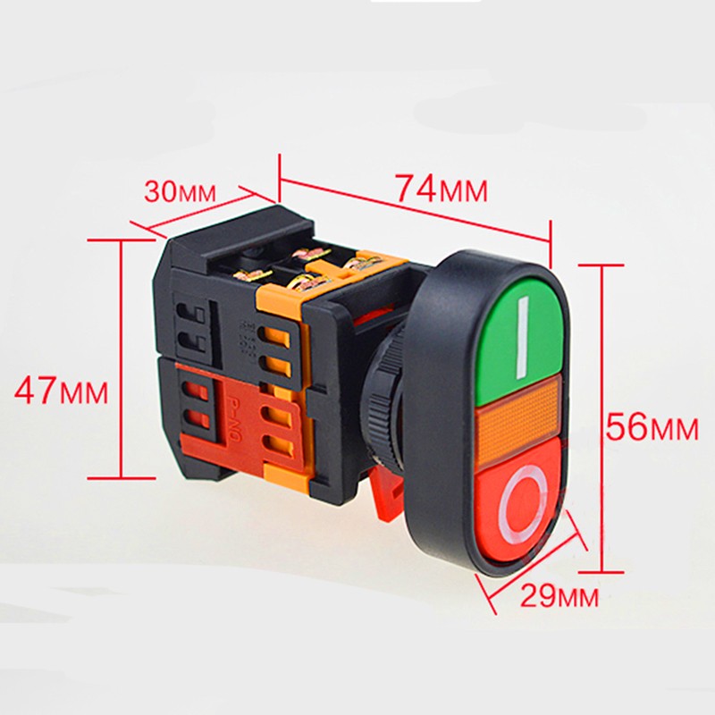 Self-adjusting Yellow Double Pointer Push Button Switch 10A AC220V