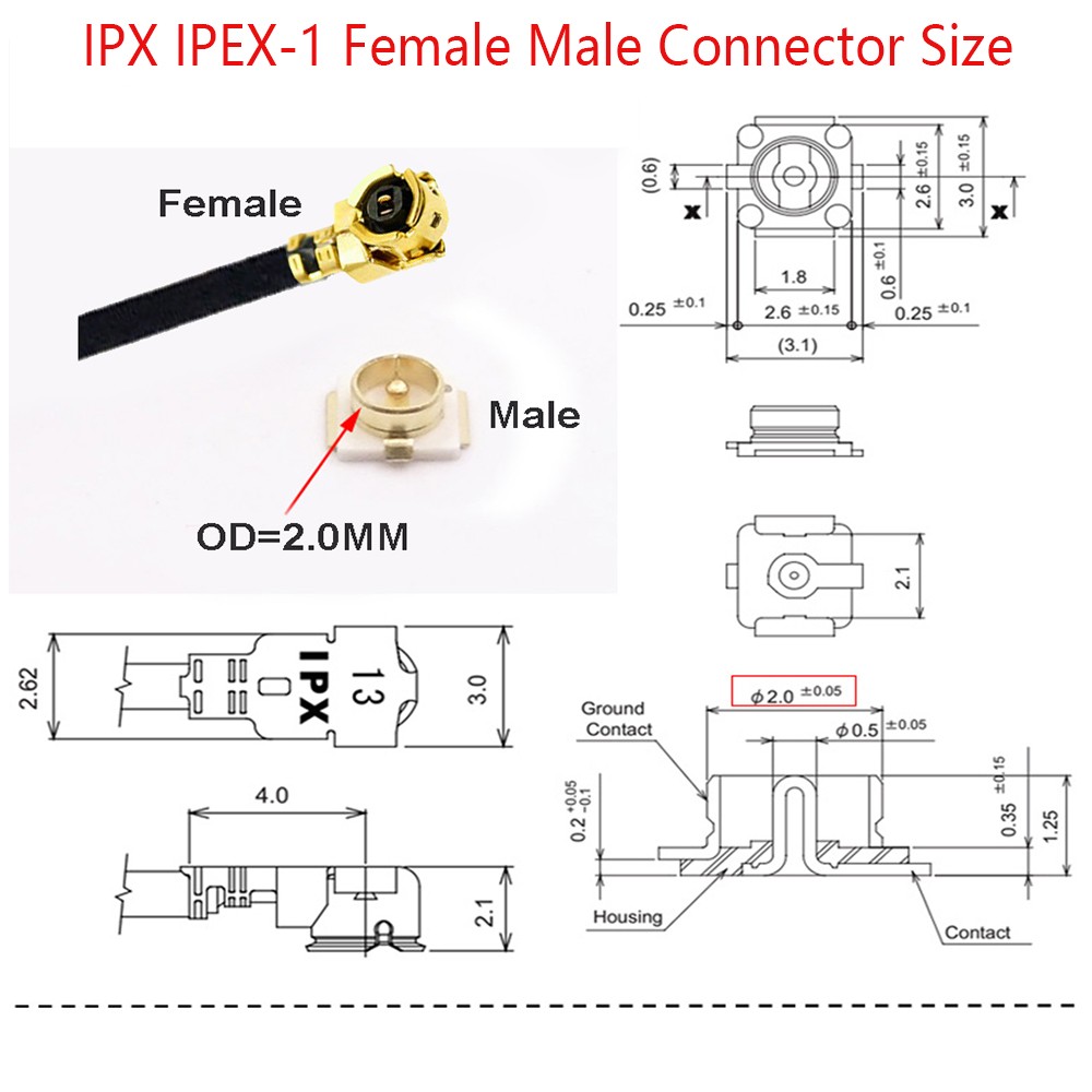 100pcs uFL/u.FL/IPX/IPEX-1/IPEX-4 Male Plug PCB Soldering Board,IPEX1 PCB RF Wire Connector for RF1.13/0.81mm Cable.