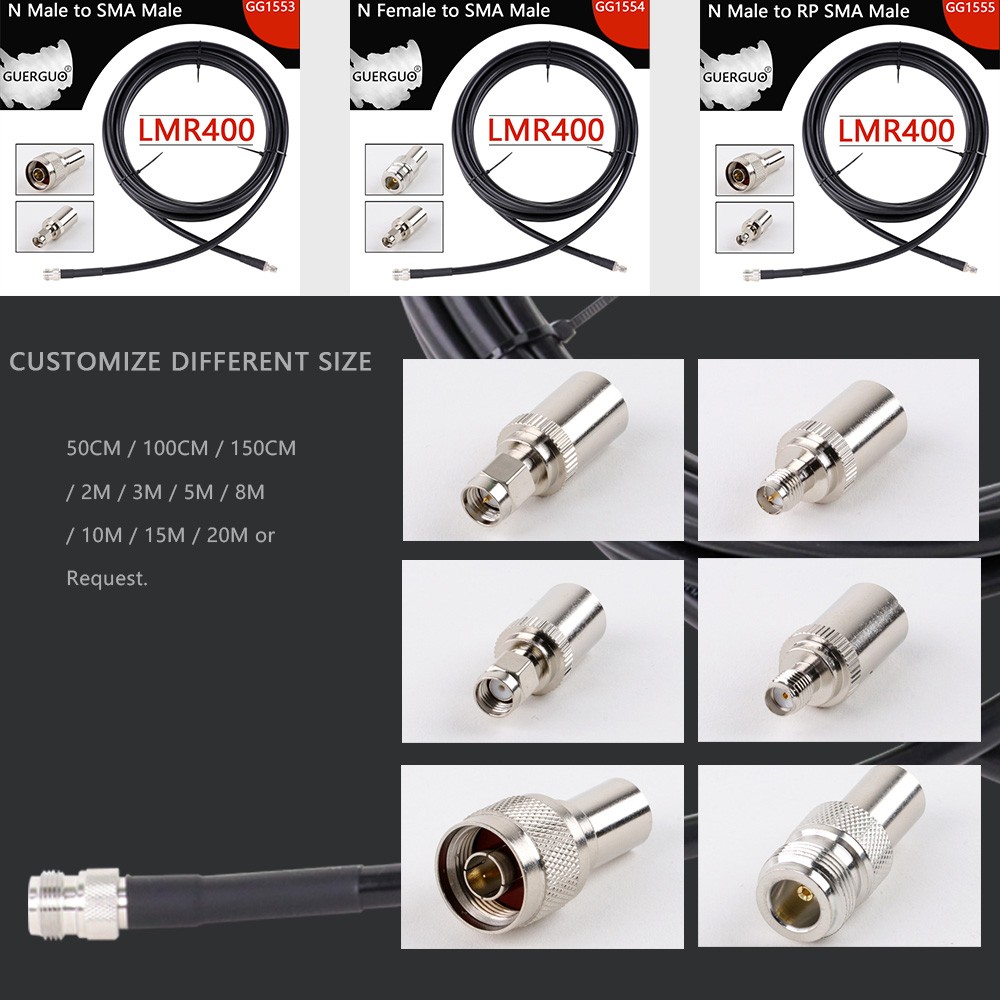 LMR400 Cable N Female to SMA Female 50 Ohm RF Coax Extension Jumper Pigtail for 4G LTE Cellular Amplifier Phone Signal Booster