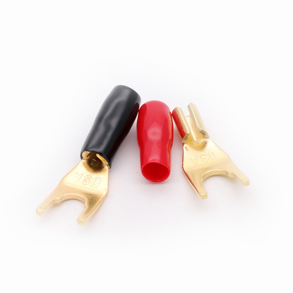 10pcs "U" "Y" Banana Plug Connector Copper Nickel Plated Gold Spade Speaker Mosaic Plug Audio Screw Fork Connectors Adapter