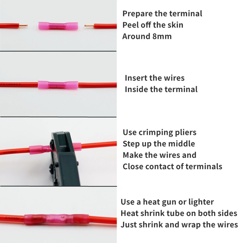 200 PCS Boxed,Wire Connector,Crimp Solder Butt Thermoresistant Tube,Solder Ring Terminal,Heat Shrink Sleeve,Insulation Waterproo