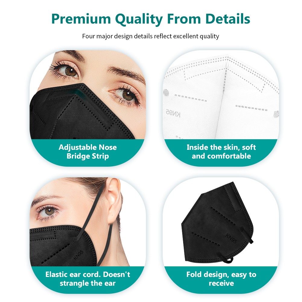 10-200pcs Black FFP2 Mascarillas FPP2 Negras Approved Masks 5 Layers Reusable KN95 Protective Face Mask ffp2fan CE Masque Noir