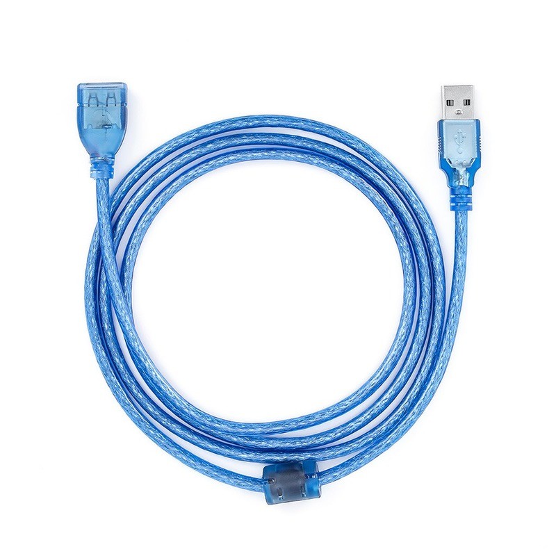 All Copper 0.3/0.5/1/ 1.5/3/5/10m Transparent Blue USB Extension Data Cable USB2.0 Male to Female