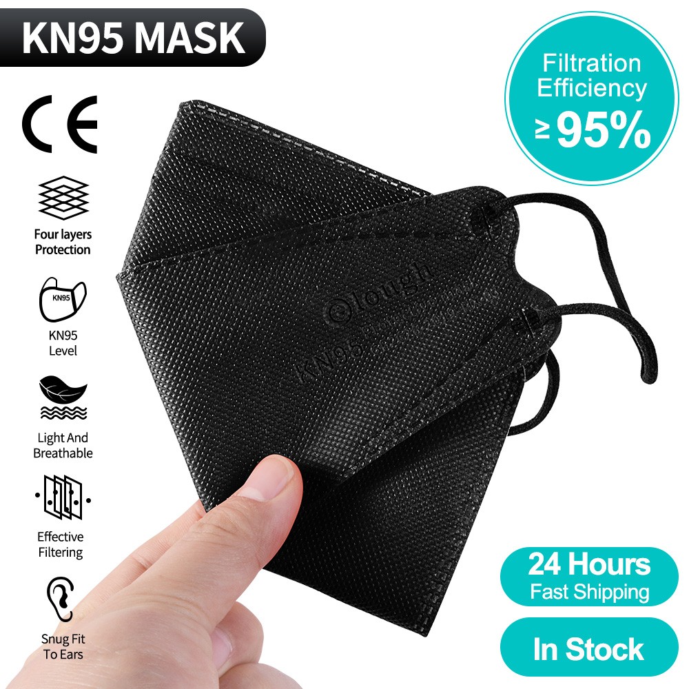 FFP2 Korean Adult Negras Fish KN95 Face Mask Respirator 4 Layer Mask Black Mask ffp2mascherina FFPP2 Reusable