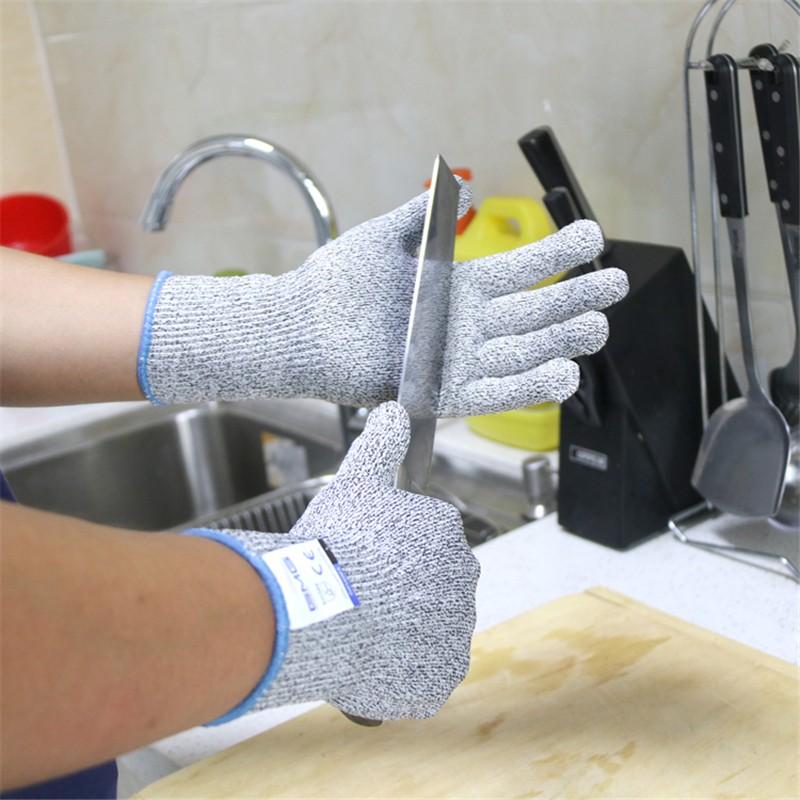 Anti-cutting Safety Gloves Hot Sale GMG Gray Black HPPE EN388 ANSI Anti-cut Level 5 Safety Work Gloves Cut Resistant Gloves