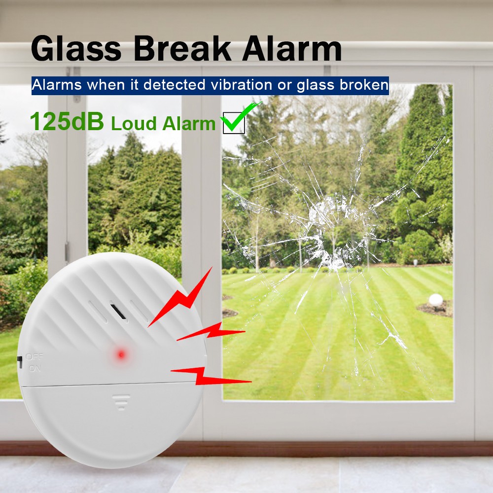 Awapow Wireless Door Window Vibration Sensor 125dB Glass Break Vibration Burglar Sensor Home Alarm System Safety Alarm Detector