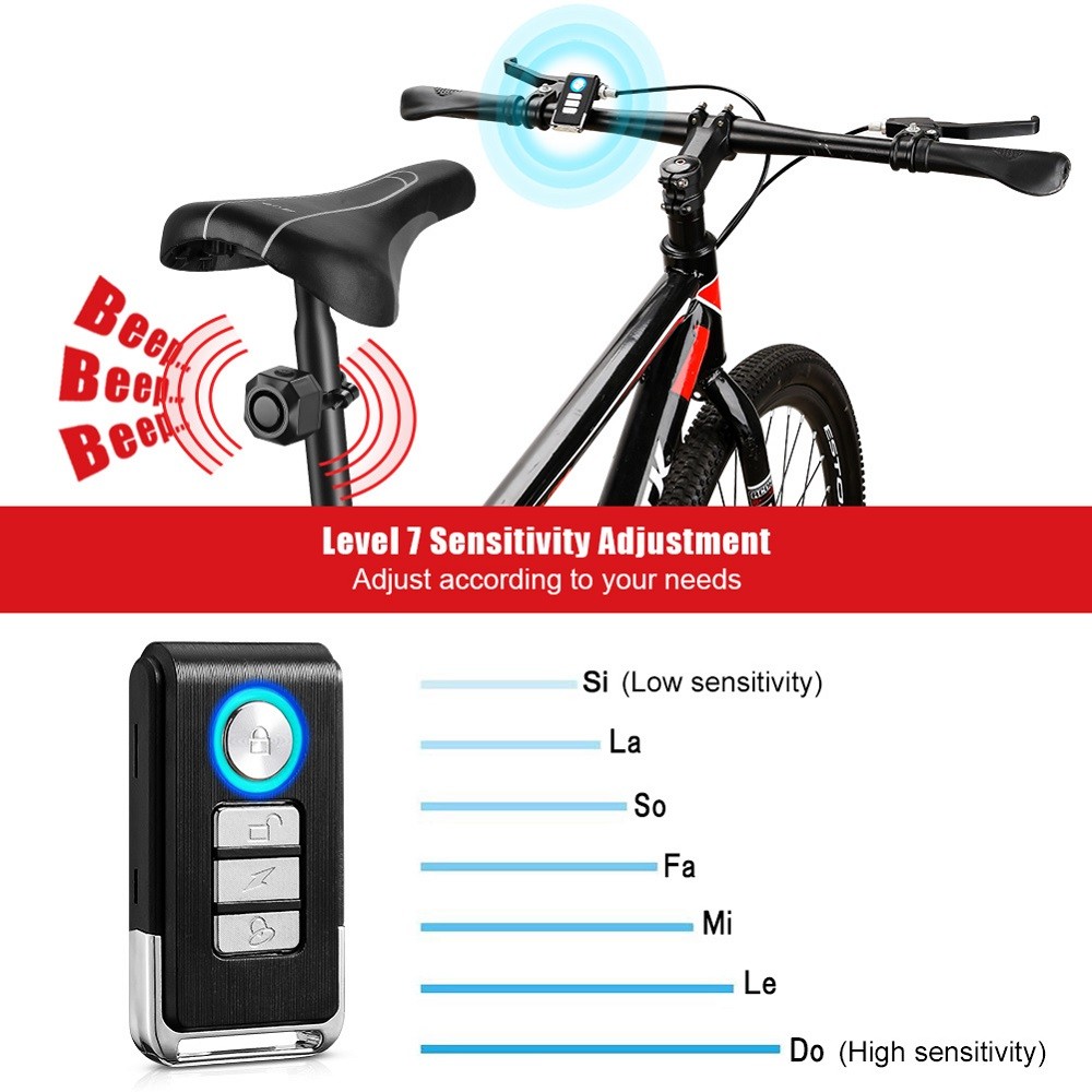 Awapow Wireless Bike Vibration Alarm USB Charging Motorcycle Bicycle Alarm Remote Control Anti-theft Alarm System Bike Detector