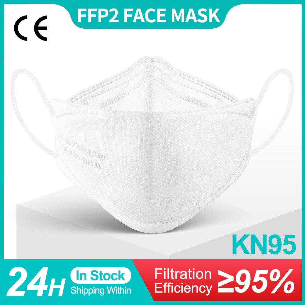 Korean Adult White Fish Mask KN95 Mascarillas 4 Layers FFP2 Mascarilla FPP2 homology ada Face Protector ffp2fan CE Masque FFPP2