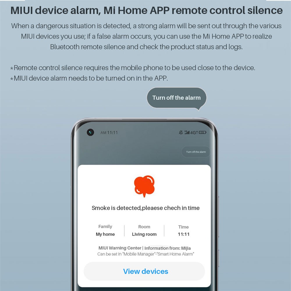 Xiaomi Mijia Honeywell Smart Fire Alarm Smoke Detector Sensor Audible Visual Alarm Notification Remote Work With Mi Home APP