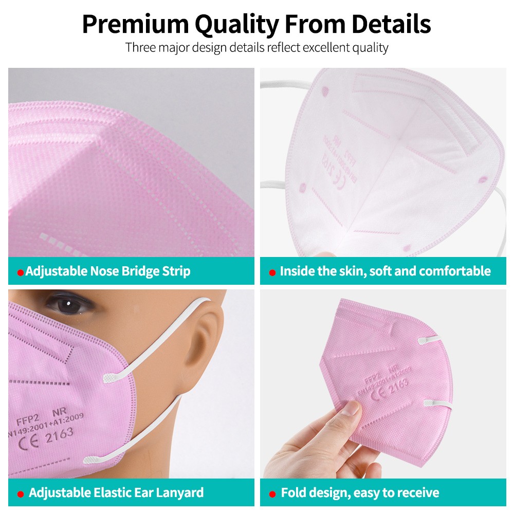 5-100pcs Pink KN95 Masks For Adult Masacarillas FPP2 Approved ffp2Mask Protective Respirator FPP2 Mask FFP2 Face Mouth Mask