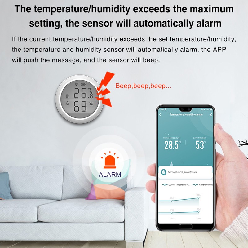 2022 Tuya Smart Wi-Fi Temperature Humidity Sensor Indoor Thermometer With LCD Display Smartlife Alexa Google