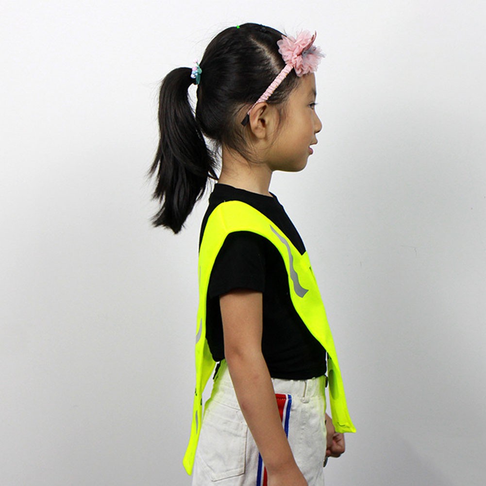 V-shaped Free Size Polyester Running Cycling High Visibility Traffic Safety Children Fluorescent Yellow Reflective Vest Students