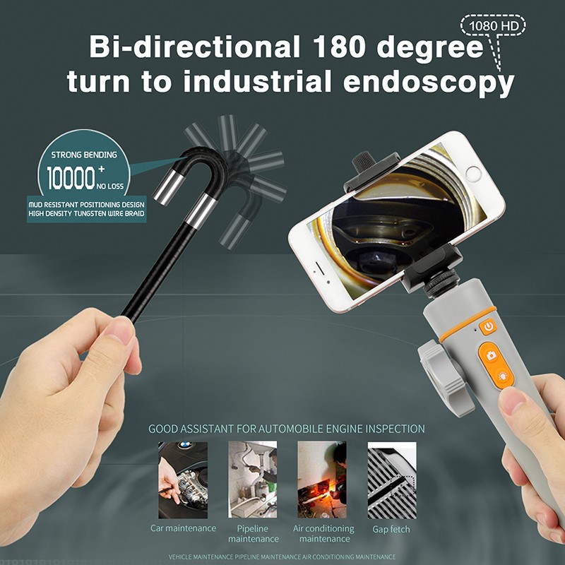 Newest 180 Degree Inspection Camera Articulating Industrial Endoscope 6mm and 8.5mm HD Camera with 6 LED for iPhone Android