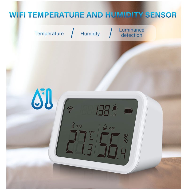 Tuya WiFi Temperature Humidity Sensor Indoor Thermometer LCD Display Thermometer SmartLife With Alexa Google Home