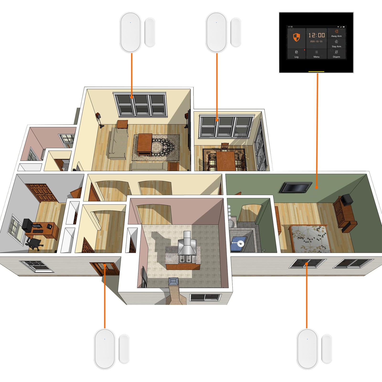 Ostaniot Tuya 433Mhz Automatic Home Alarm System Smart Wireless Sensor Door and Window Detector Door Open/Close Code