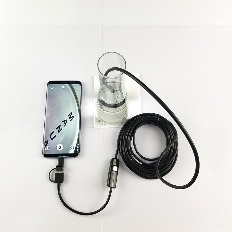 7mm Android Endoscope 3 in1 Tpye-c USB Micro USB 6LED Waterproof Endoscope Car Inspection Camera Inspection Endoscope for Smartphone PC