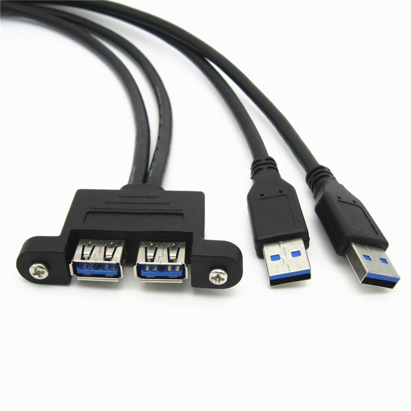 عالية السرعة المزدوجة ميناء Usb 3.0 ذكر إلى أنثى برغي قفل لوحة جبل تمديد تمديد الحافة كابل بيانات الحبل 0.3 متر/0.5 متر/1 متر/1.5 متر