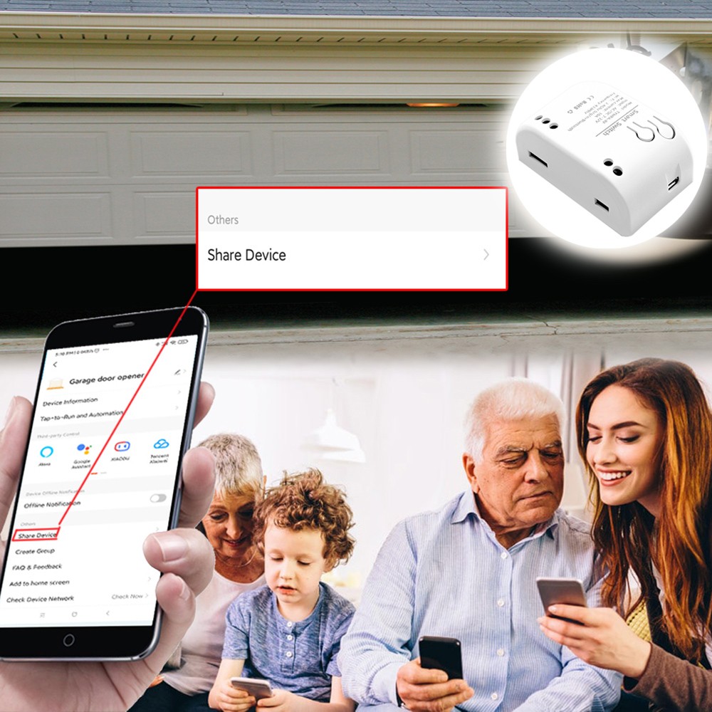 Tuya Smart Garage Door Opener WiFi RF 1/2/4CH Controller Relay Switch Timer Works with Alexa Google Home Voice Command