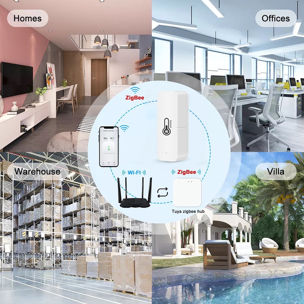 Tuya Smart WiFi ZigBee Temperature Humidity Sensor Indoor Humidity Monitor for Home Alexa Google