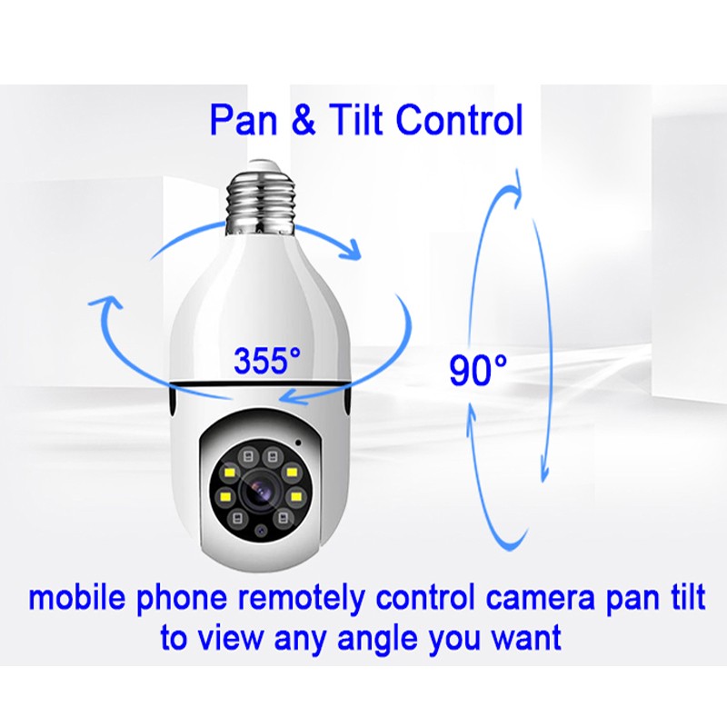 1080P Wireless 360 Rotate Auto Tracking Panoramic Camera Light Bulb WiFi PTZ IP Camera Remote Security E27 Cam