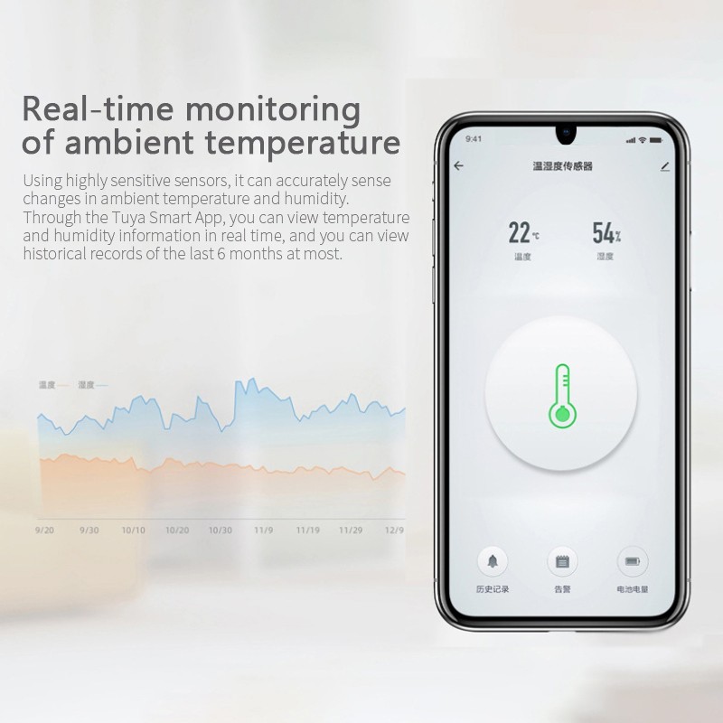 Aubess Tuya Smart Temperature and Humidity Sensor with Tuya Smart Life Alexa Google Home App