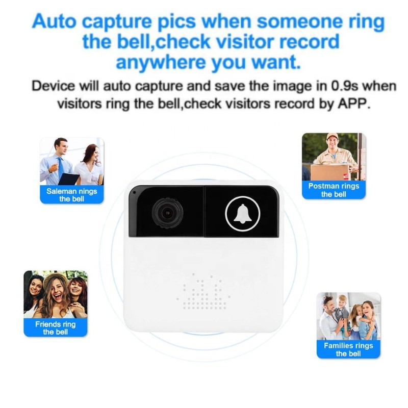 HD Smart WIFI Doorbell Walkie Talkie Two-way Audio Wireless Security Camera Apartment Home Security Doorbell Camera