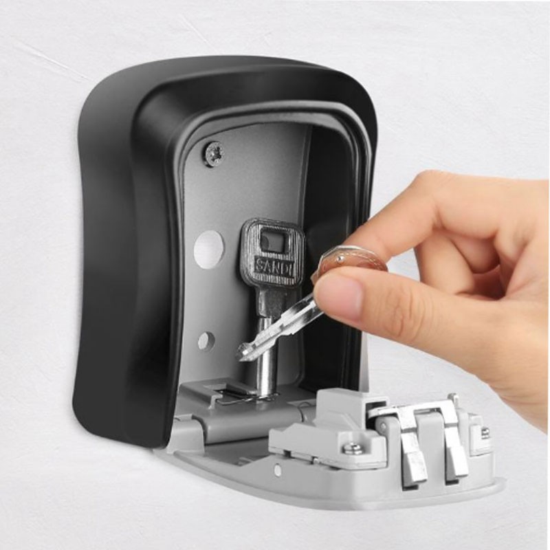 2022 Key Box Password Key Lock Box Wall Key Safe Weatherproof No 4 Combination Storage Key Box Lock Indoor & Outdoor