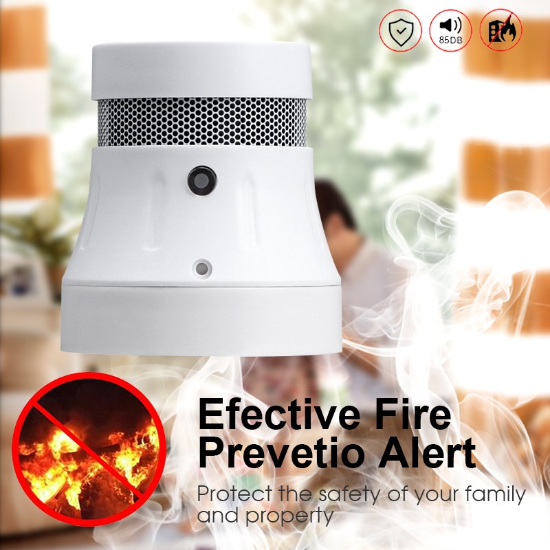 zigbee fire alarm smoke detector sensor audible alert visual notification 2.4ghz wifi work with tuya smart life app by phone