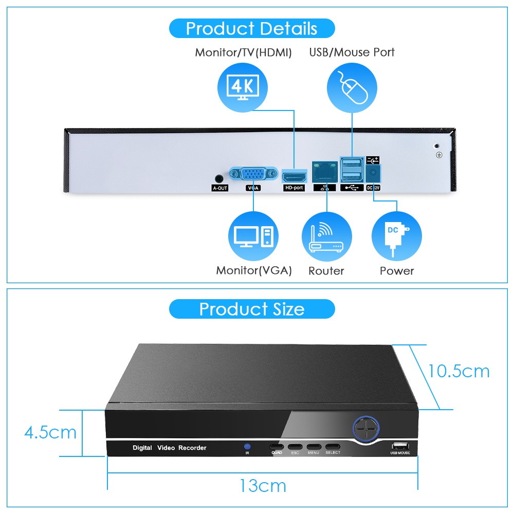 BESDER H.265 AI 4K Output CCTV NVR 16CH 4K/ 9CH 32CH 4K Security Video Recorder H.265 Motion Detection P2P CCTV NVR Face Detection