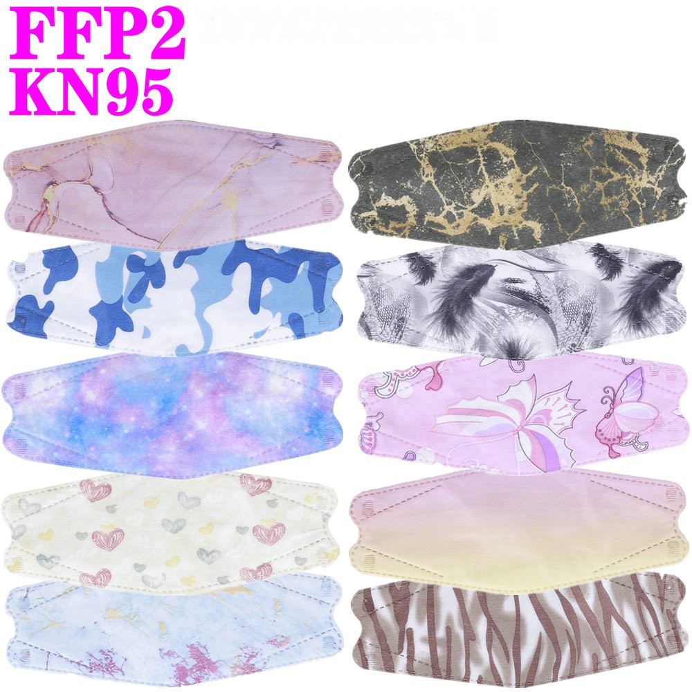 KN95 FFP2 Unique Print Fish Mask Mascarillas CE Protective Breathing Dust Anti-Fog Adult Colorful Masques