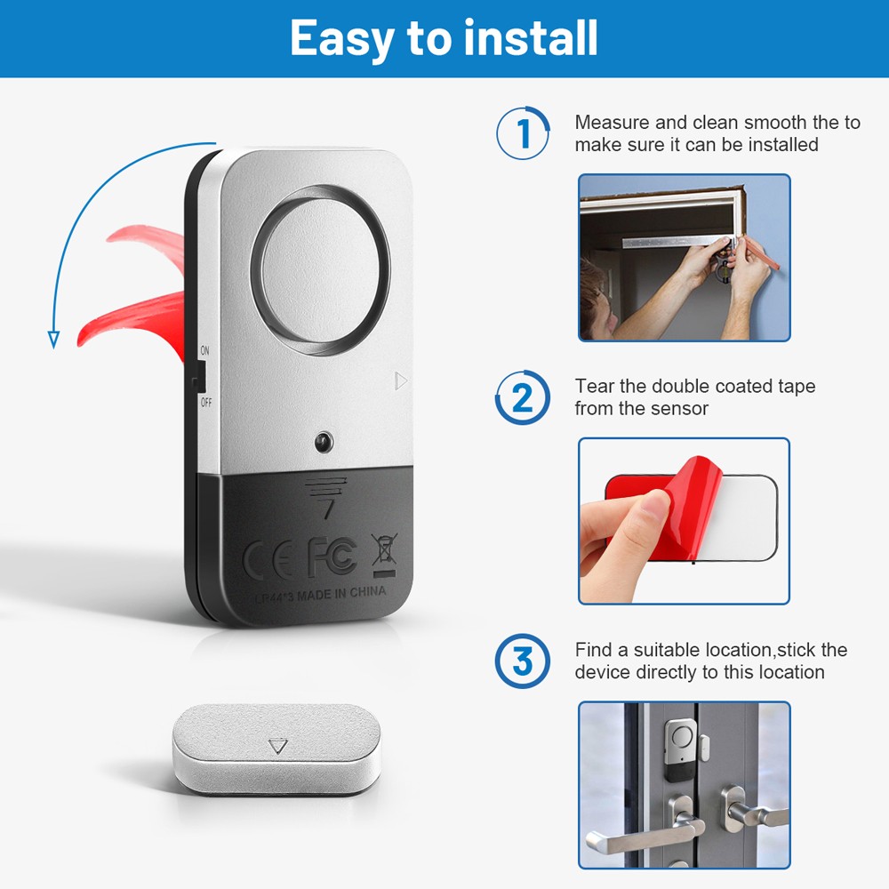 Elecpow Window Door Alarm Home Security Wireless Burglar Alarm Door Magnetic Sensor 120dB Anti-theft Alarm for Home Kids Safety