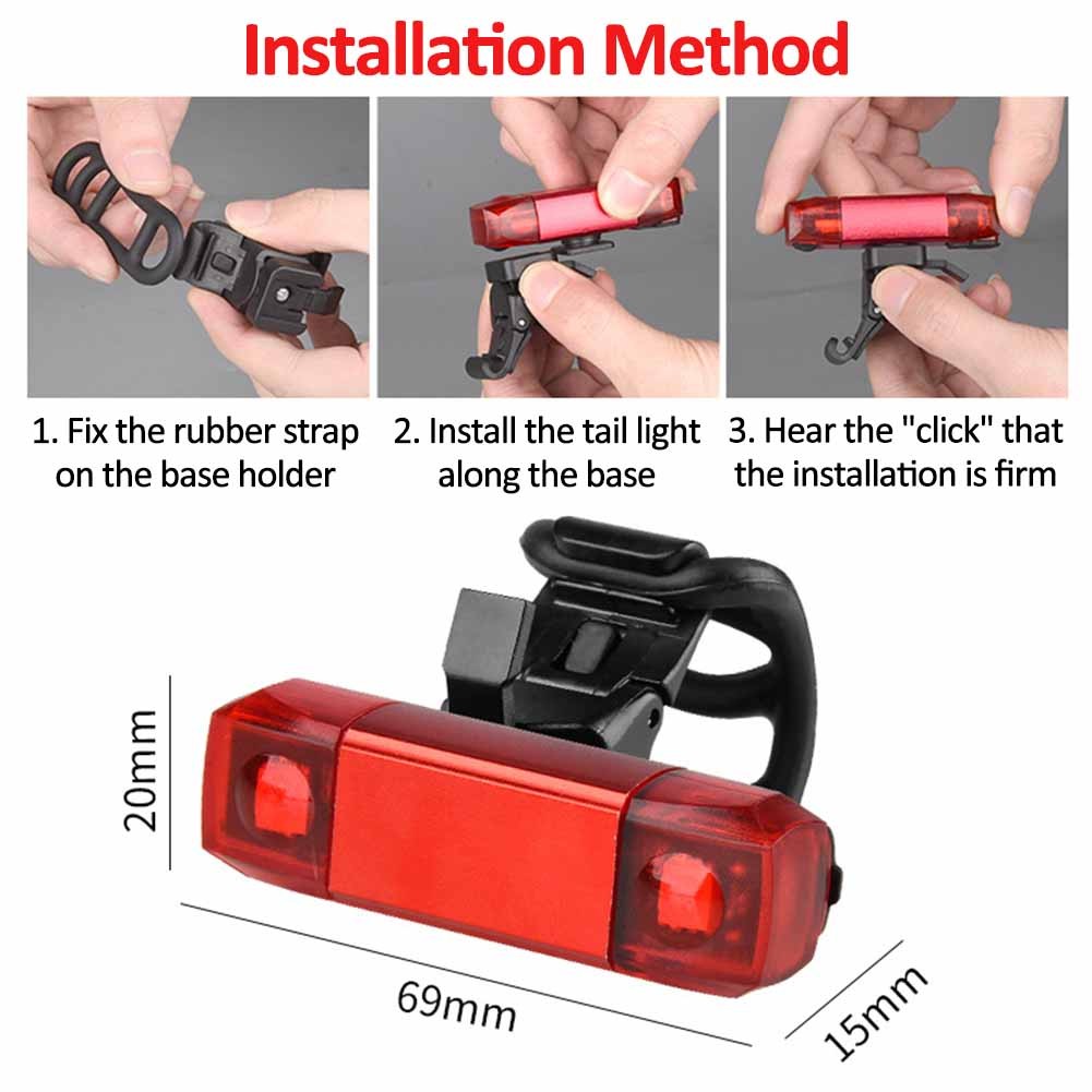 LED Mountain Bike Taillight USB Rechargeable Bike Tail Light Waterproof MTB Safety Warning Cycling Taillight Rear Lamp