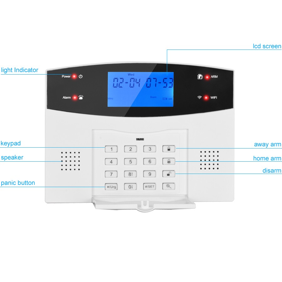 2022 G2BW LCD Keyboard WIFI GSM PSTN Home Burglar Security Wireless Wire Alarm System Motion Detector APP Control Smoke Fire