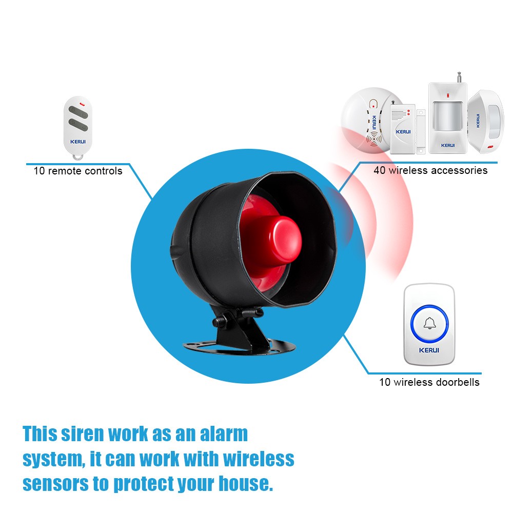 2022 KERUI cheap upgrade standalone wireless home security alarm system kit siren horn with motion detector for burglars 110db