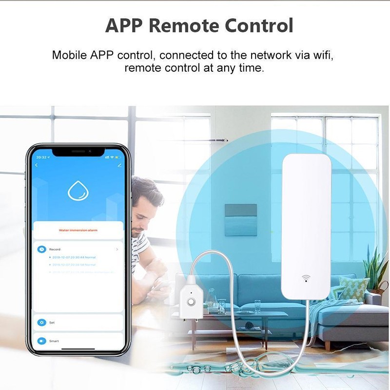 Tuya Wifi Smart Water Leakage Detector Water level Sensor Water Leak Alert Smart Life Remote Control Home Security Alarm System