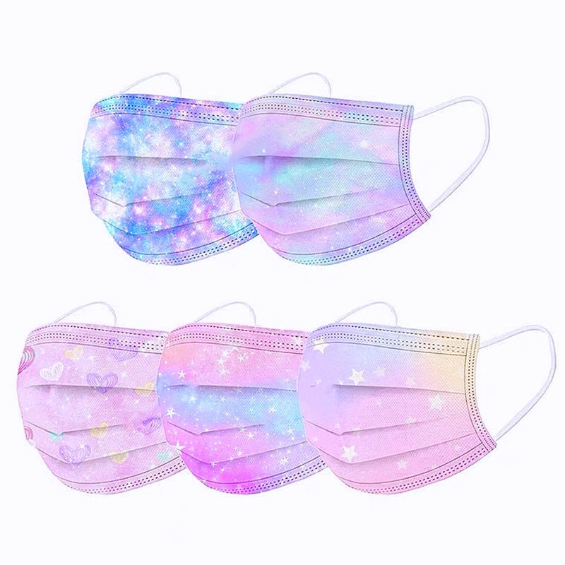 10-100pcs Space Galaxy Print Disposable Mask For Adults 3 Layer Non-woven Face Mask Earloop Mascarillas Star Tie-dye Fast Delivery