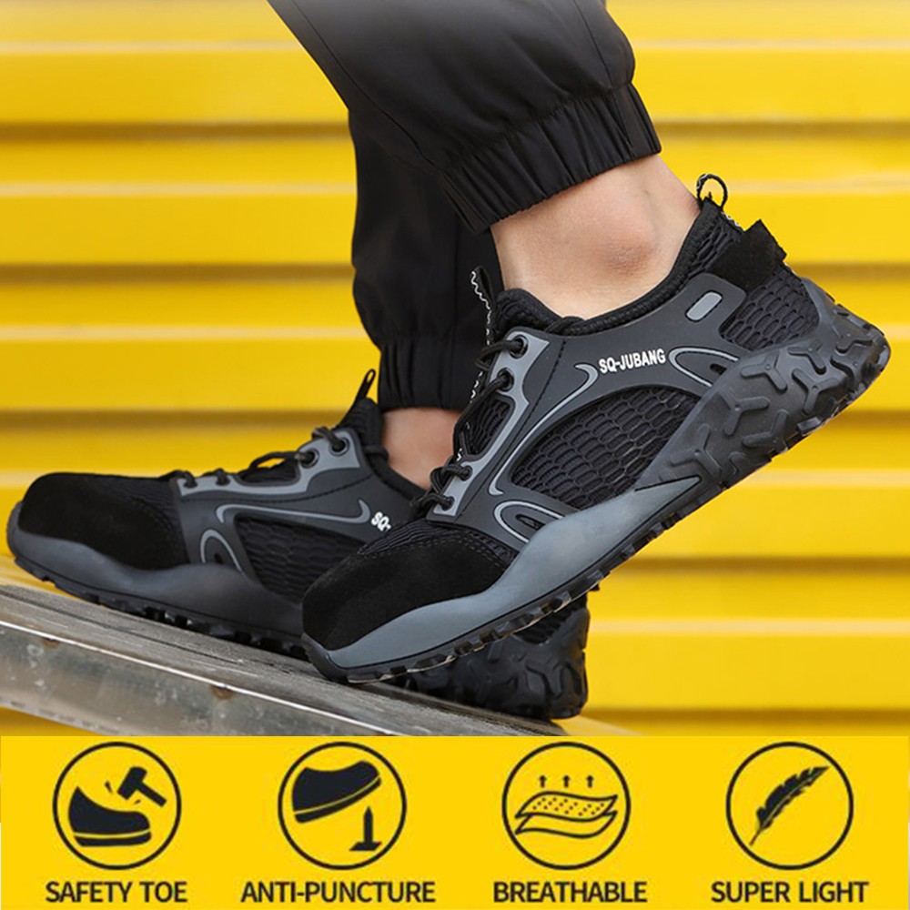 All seasons anti-smashing steel cover men's safety shoes fashion casual wear breathable safety protective work shoes