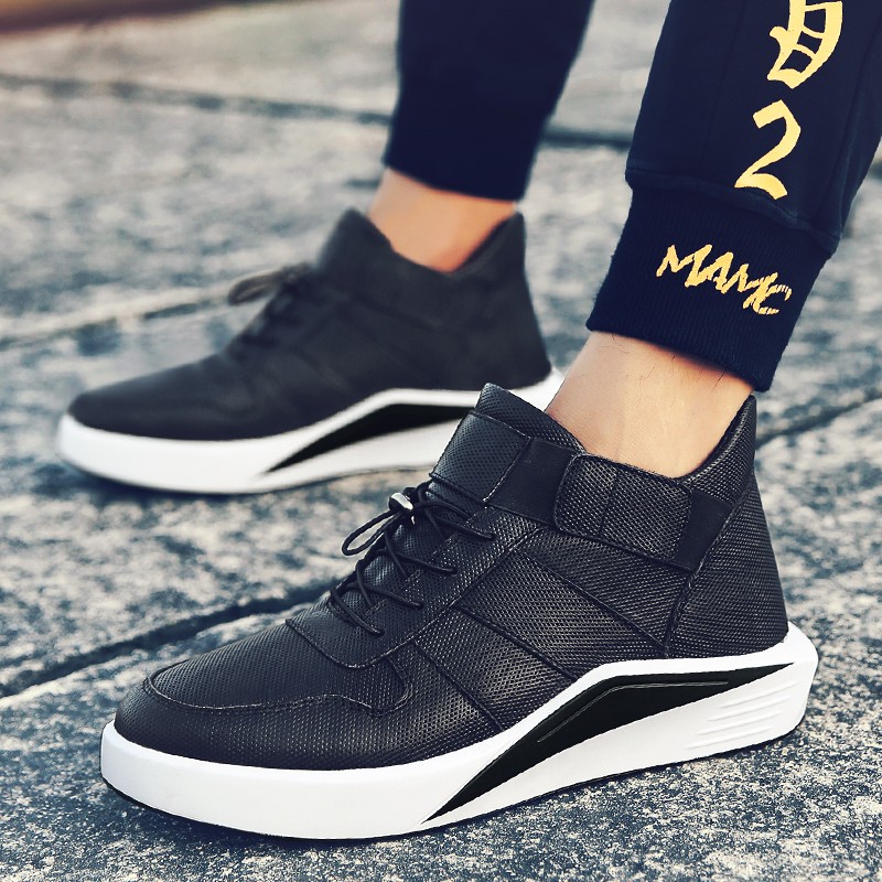 Men's Leather Sneakers Fashion Casual Warm Lace Up Sneakers Plus Size 38-48 Spring Fall Winter 2019