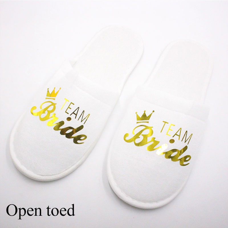 Guest Slipper Hotels Wedding Party Maid of Honor Bridesmaid Slippers Hotel Travel Spa Shoes New Gold Glitter Letter Flip Flop